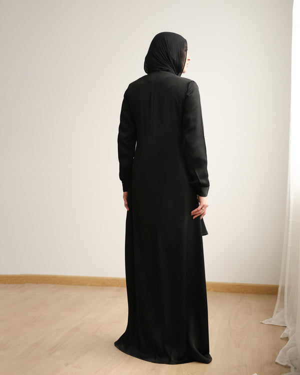 Silk Wrap Dress Black C102