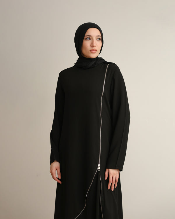 Asymmetric Zip Abaya C270