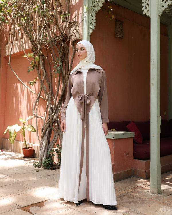 Open Pleated Abaya Cafe C142