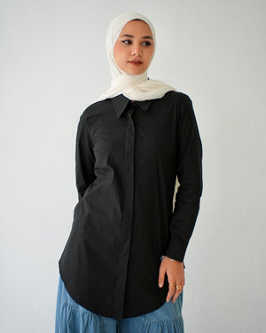 Basic Popline Chemise Black C118