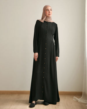 The Front Pleated Gold Buttoned Abaya C69