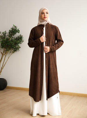 Velvet Corduroy Longline Shirt Brown C510