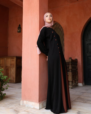 The Parallel Rust Button Abaya C278