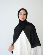 Soft Cotton Chiffon Scarf Black