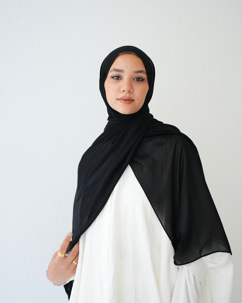 Soft Cotton Chiffon Scarf Black