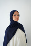 Soft Cotton Chiffon Scarf Navy