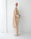 Over Sized Poncho and Pants Set Beige C11063