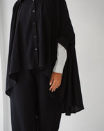 Over Sized Poncho and Pants Set Black C11063