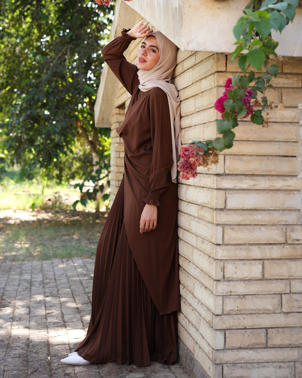 High Low Wrap Shirt Brown C286