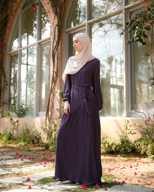 Pleated Chiffon Dress Mauve C74