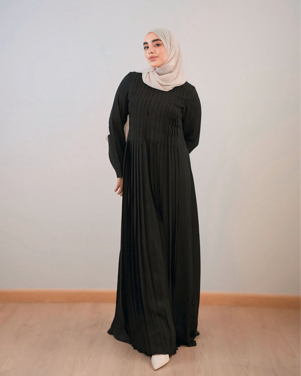 Pleated Silk Abaya C98