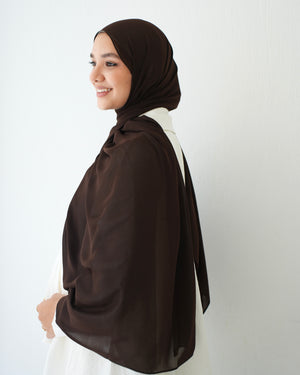 Soft Cotton Chiffon Scarf Dark Brown