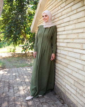 Linen Maxi Dress Olive C690