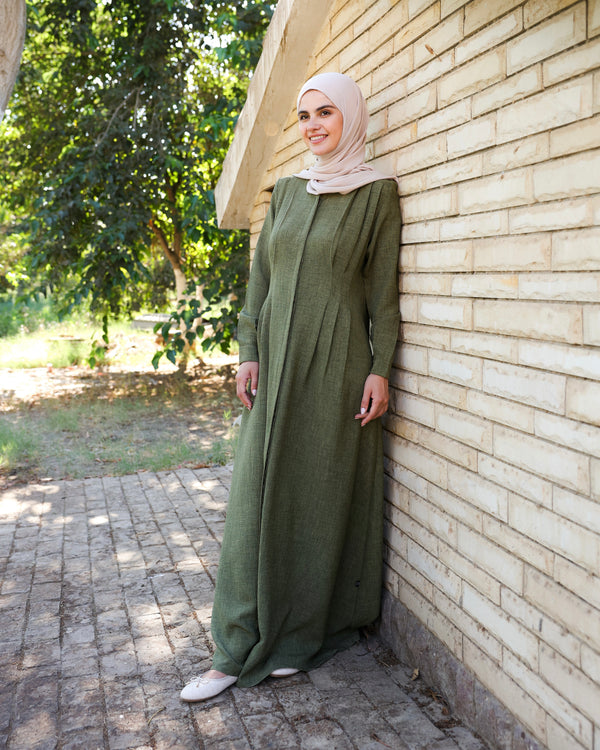 Linen Maxi Dress Olive C690