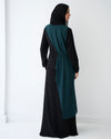 Peplum Side Chiffon Drape Abaya Teal C200