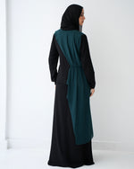 Peplum Side Chiffon Drape Abaya Teal C200