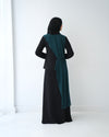 Peplum Side Chiffon Drape Abaya Teal C200