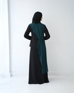 Peplum Side Chiffon Drape Abaya Teal C200