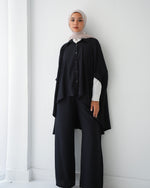 Over Sized Poncho and Pants Set Black C11063