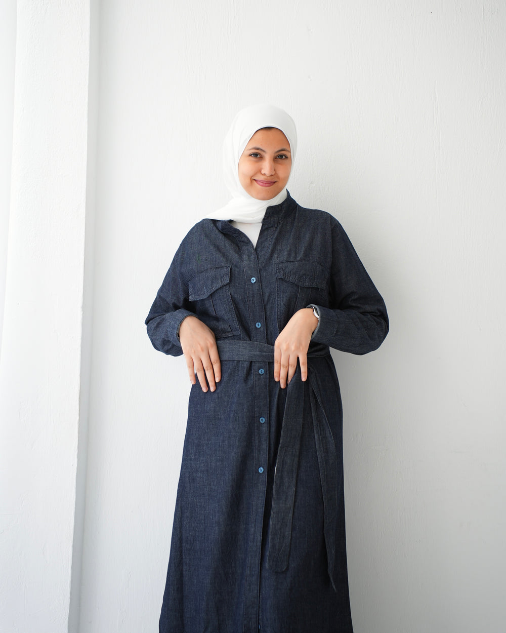Denim Shirt Dress Navy C400