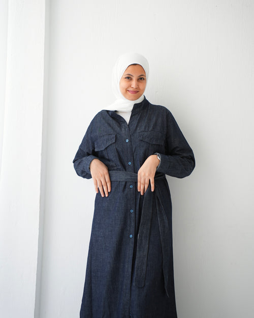 Denim Shirt Dress Navy C400