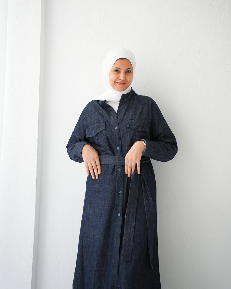 Denim Shirt Dress Navy C400