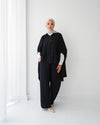 Over Sized Poncho and Pants Set Black C11063