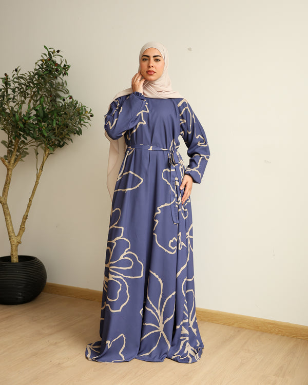 Printed Maxi Dress Blue Navy C282