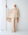 Over Sized Poncho and Pants Set Beige C11063