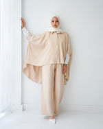 Over Sized Poncho and Pants Set Beige C11063