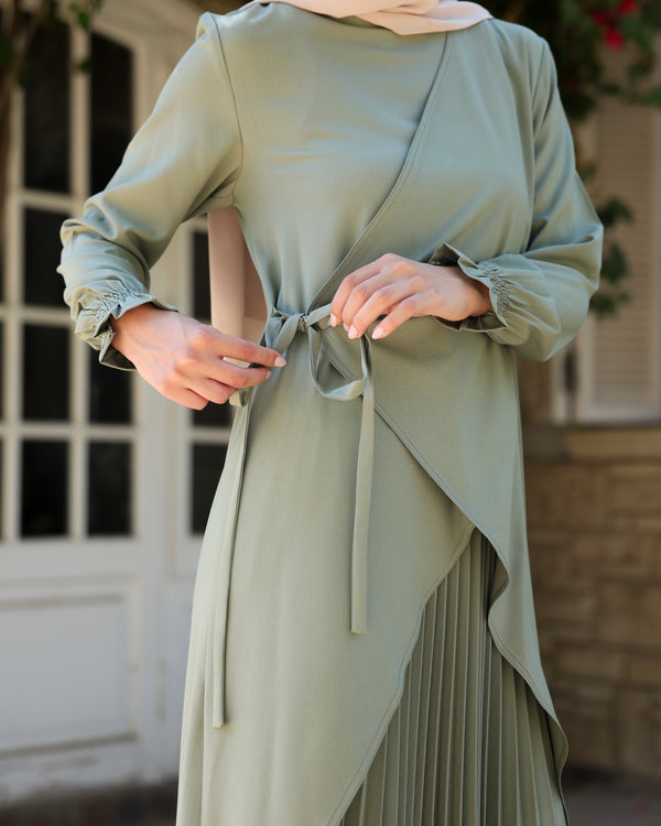 High Low Wrap Shirt Light Green C286