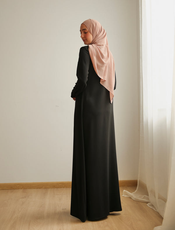 The Front Pleated Gold Buttoned Abaya C69