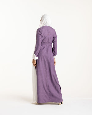 Linen Pleated Dress Mauve C742