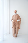 Over Sized Poncho and Pants Set Cafe C11063