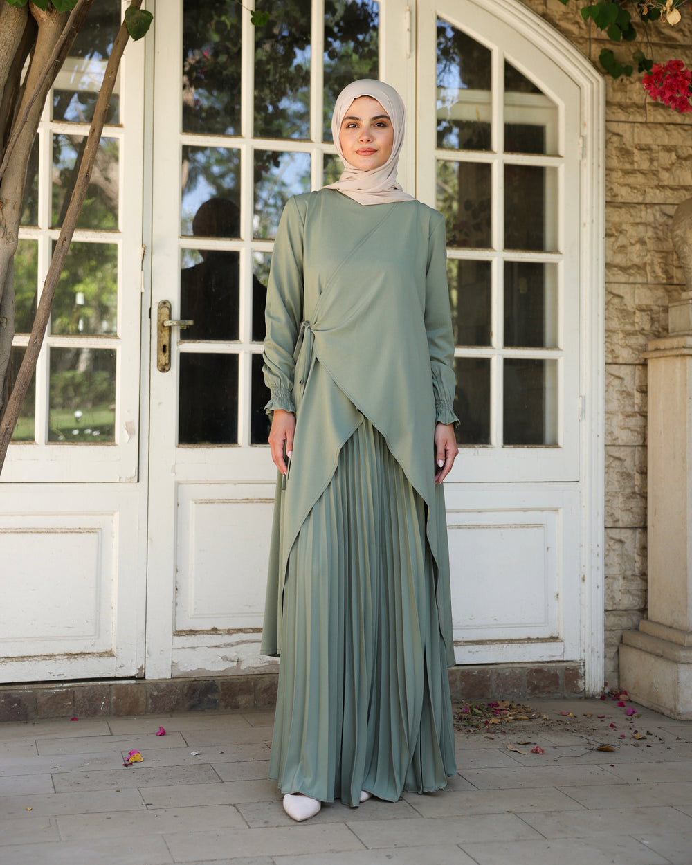 Maxi Pleated Skirt Light Green C503