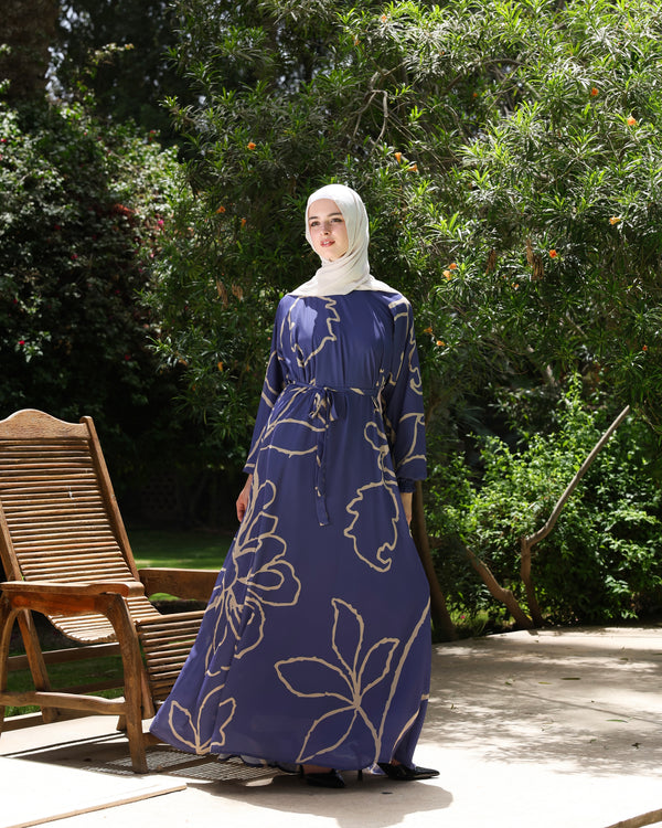 Printed Maxi Dress Blue Navy C282