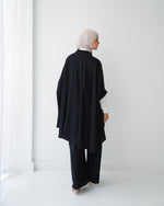 Over Sized Poncho and Pants Set Black C11063