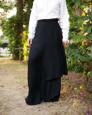 Asymmetric Layered Maxi Skirt Black C524