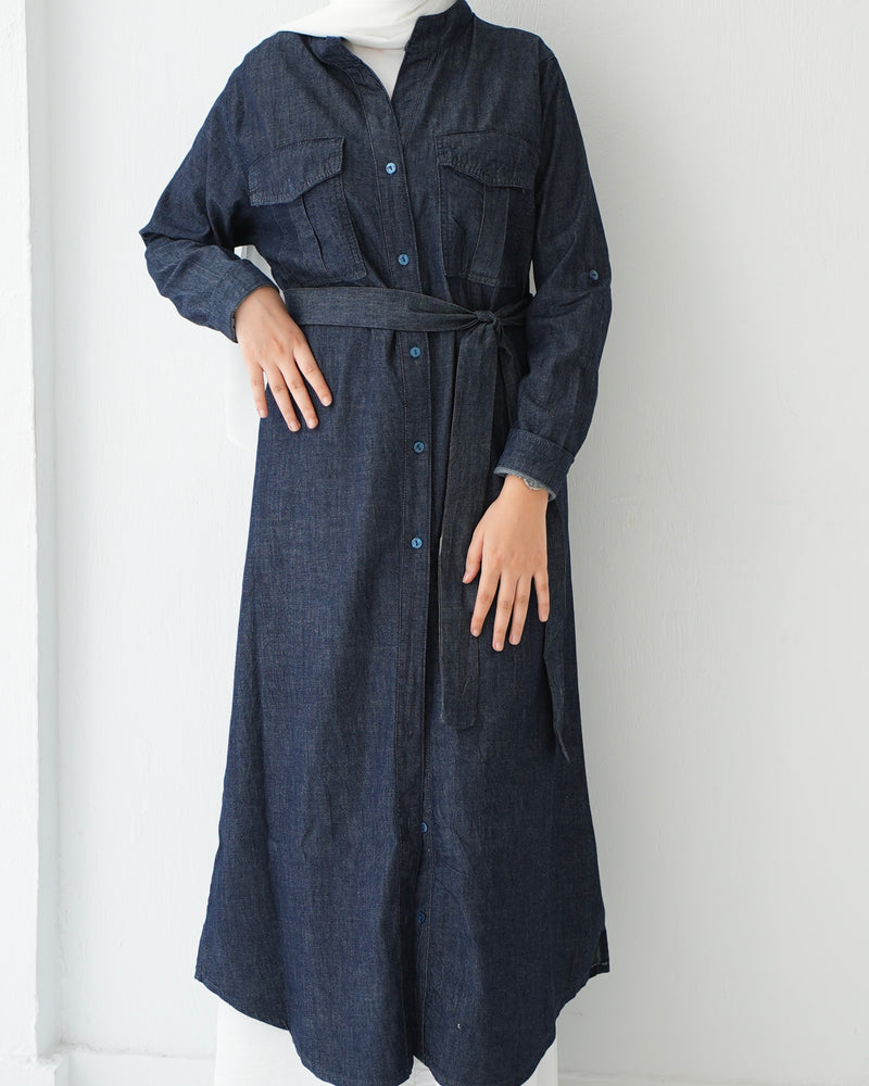 Denim Shirt Dress Navy C400