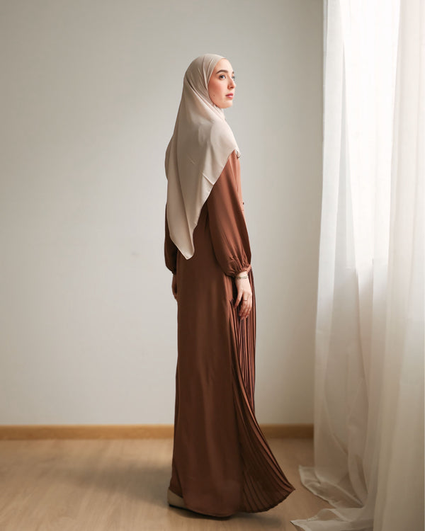Pleated Chiffon Dress Peach C74