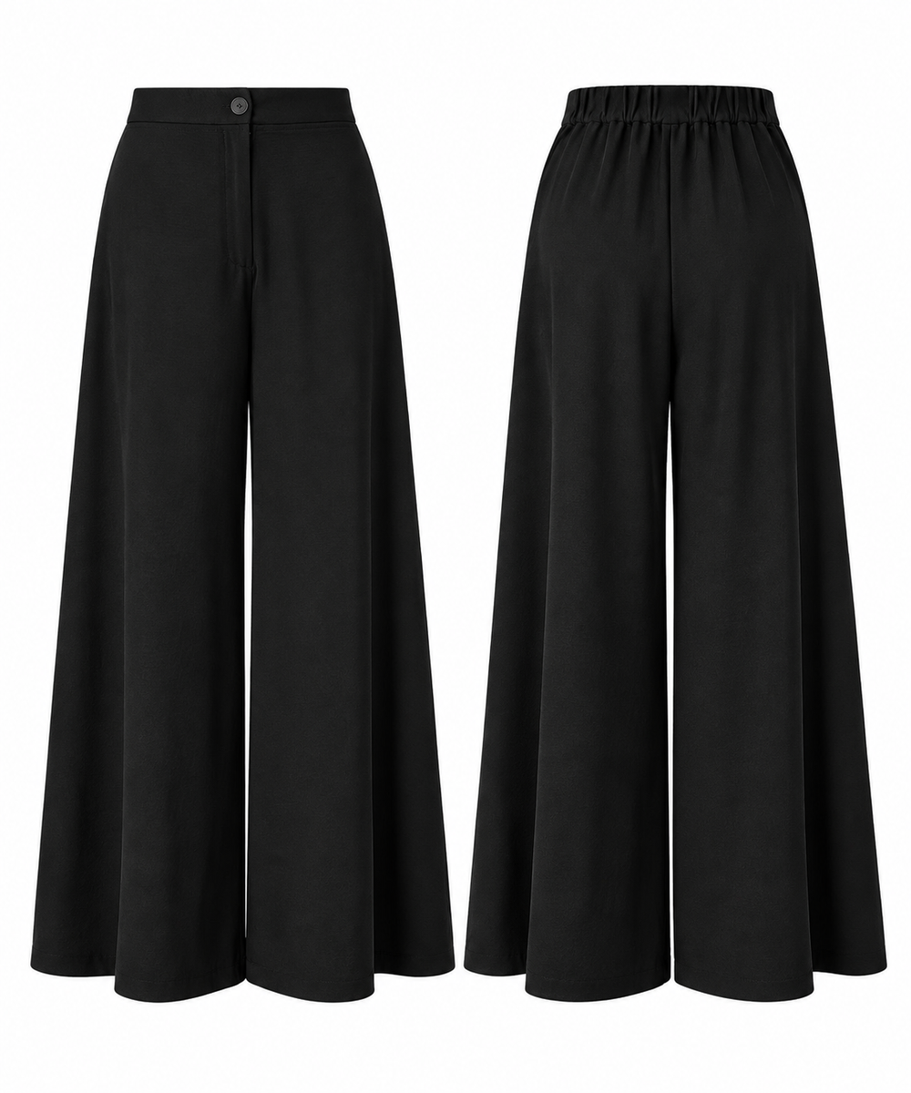 Crepe Wide Leg Pants Black C1203