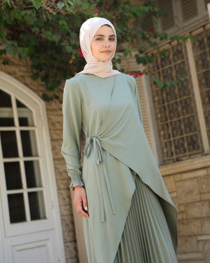 High Low Wrap Shirt Light Green C286