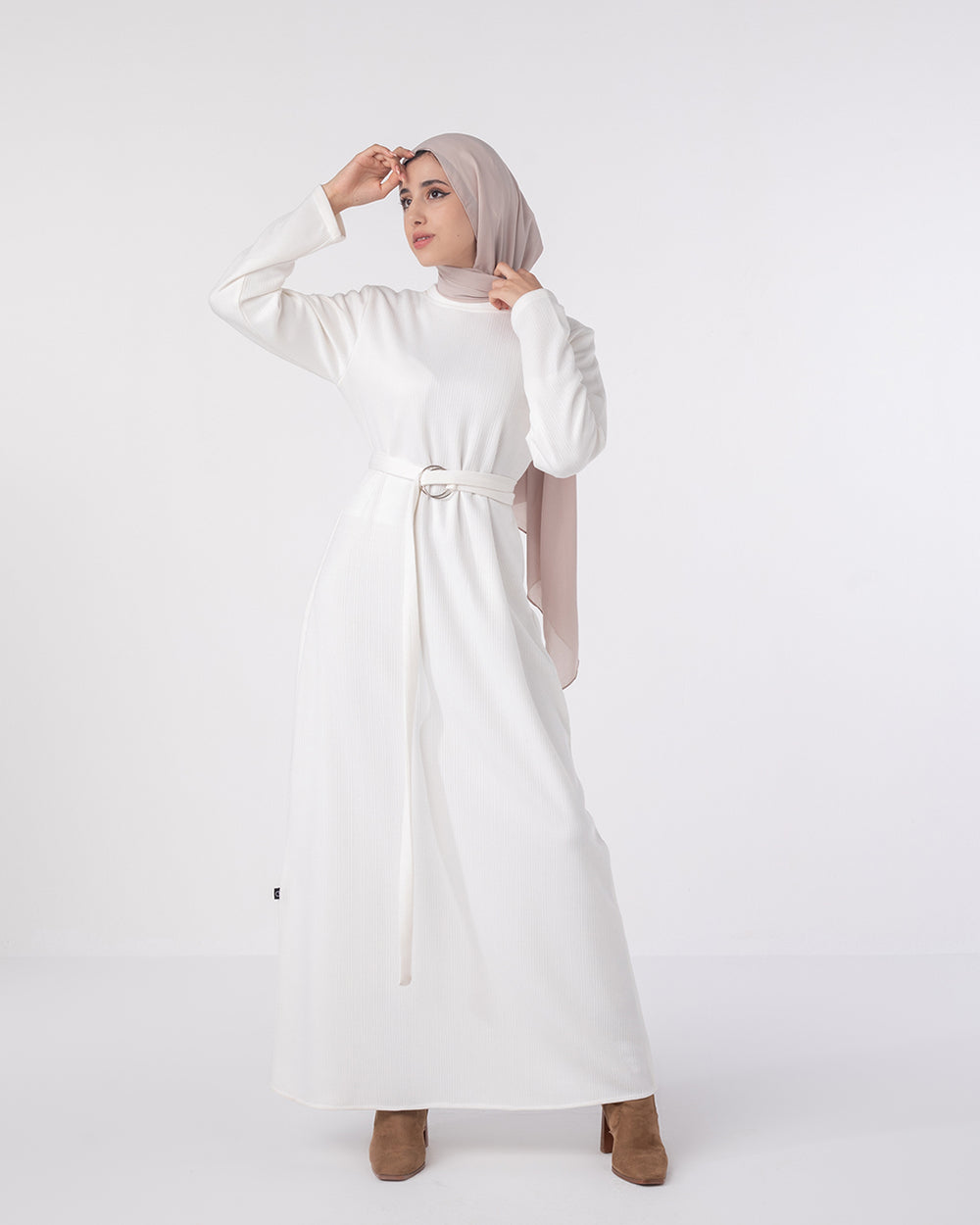 Basic Rib Dress Offwhite C166