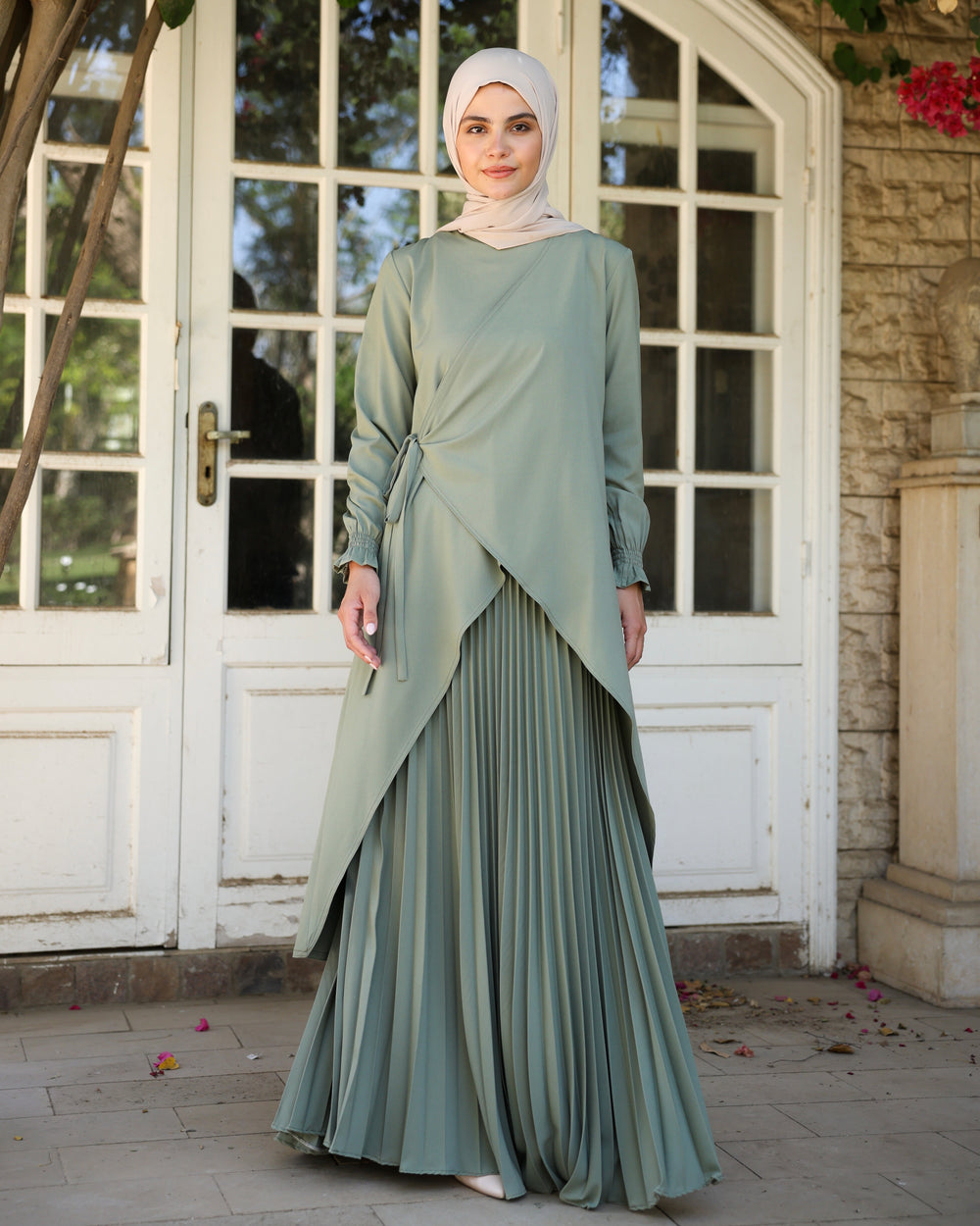 Maxi Pleated Skirt Light Green C503