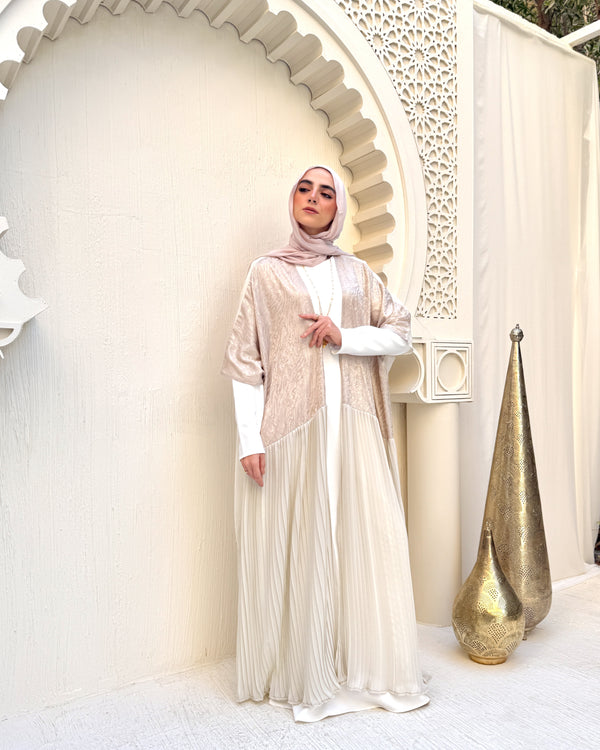 Free Size Pleated Cape Beige C240