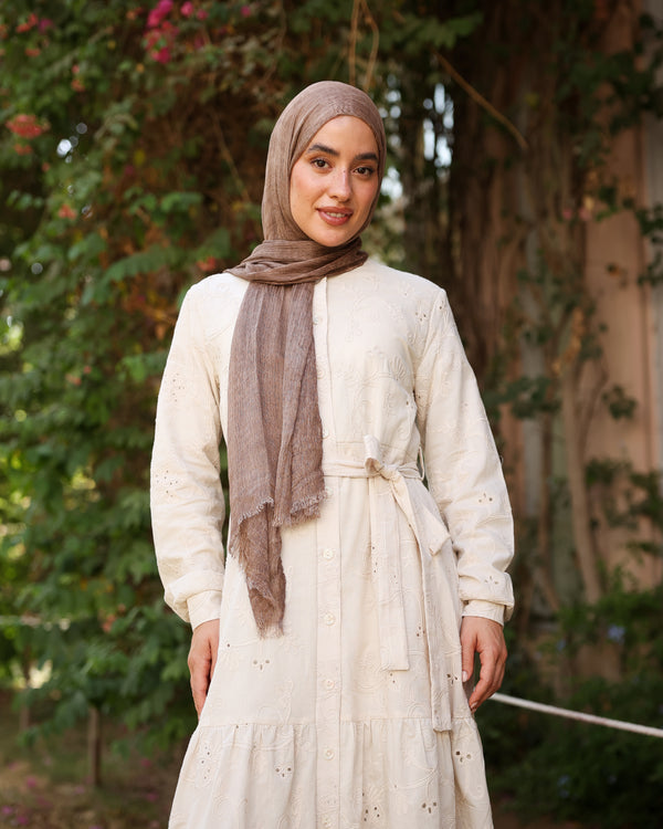 Floral Embroidered Maxi Dress Beige C514