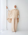 Over Sized Poncho and Pants Set Beige C11063