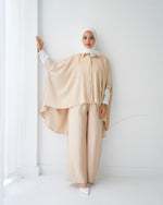 Over Sized Poncho and Pants Set Beige C11063