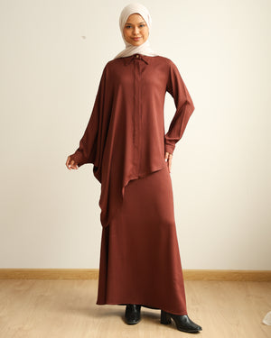 Asymmetric High Low Chemise Blouse Rust C1870