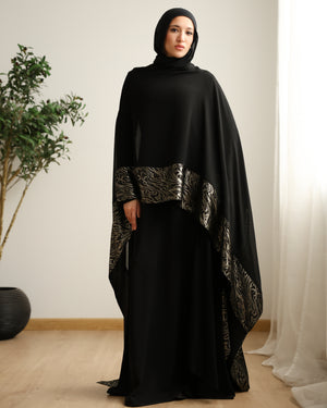 The Metallic Stroke Chiffon Cape Black C274